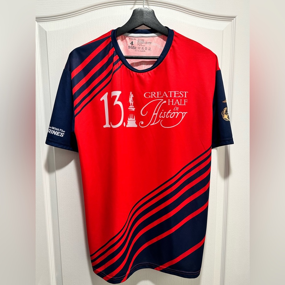 2023 Unisex Marine Corps Historical Half Marathon Red & Blue Tee-Shirt, XL